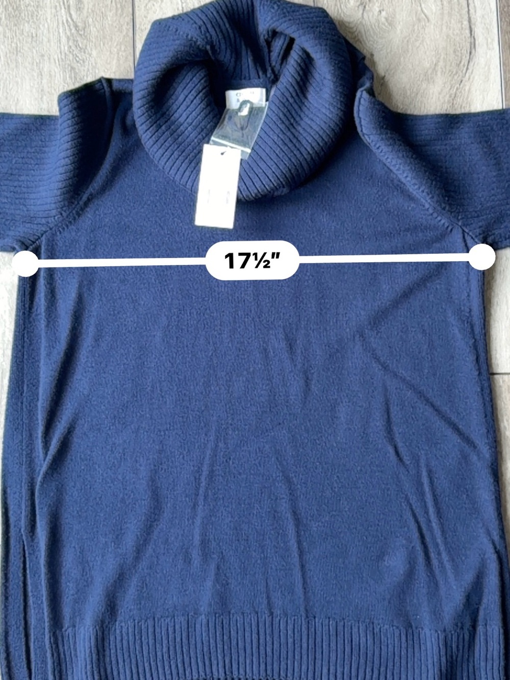 Crown & Ivy- Navy Cowl Neck Split SideSweater - Classic Cozy Knit - Picture 2 of 9